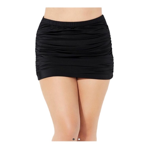 NEW with tags Women's  Shirred High Waist Swim Skirt Black  WOMEN'S SIZE 14 - Picture 1 of 14